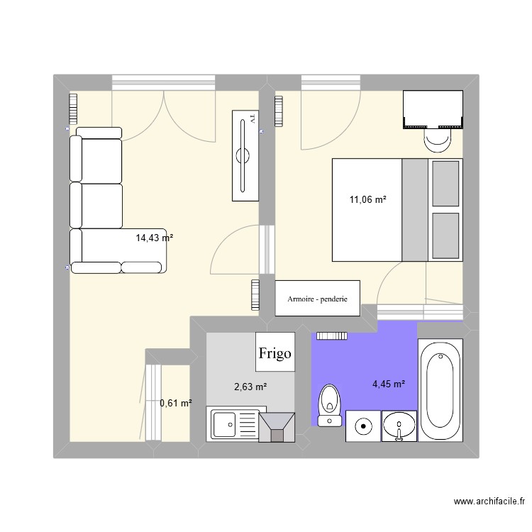 Plan CSP OLD. Plan de 5 pièces et 33 m2