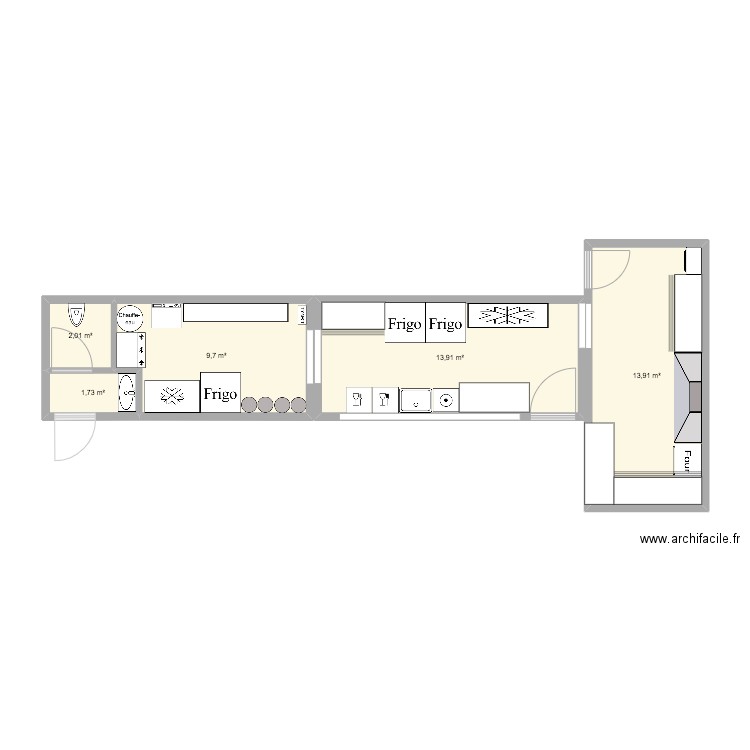 CONTAINER. Plan de 5 pièces et 41 m2