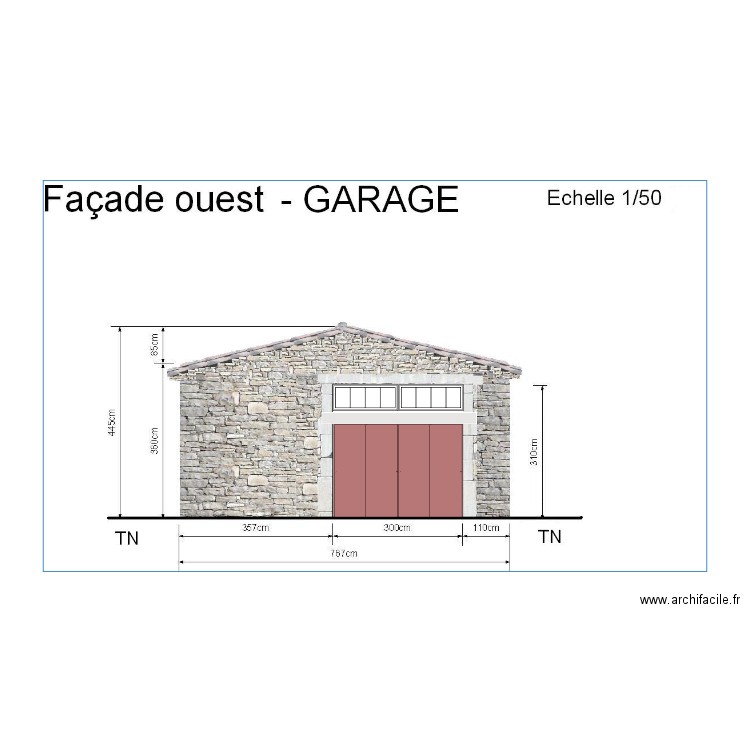 GARAGE FACADE - OUEST. Plan de 0 pièce et 0 m2
