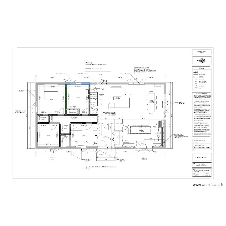 plan 1. Plan de 9 pièces et 59 m2