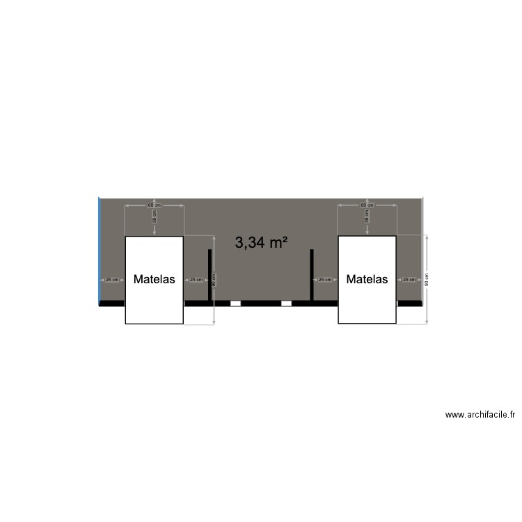 cave Malibu. Plan de 1 pièce et 3 m2