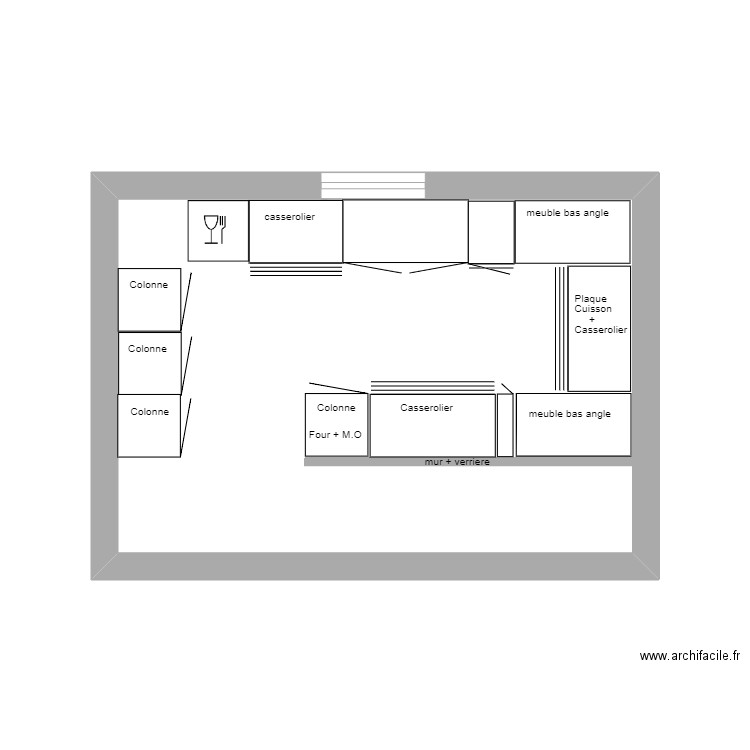 cuisine4. Plan de 1 pièce et 17 m2