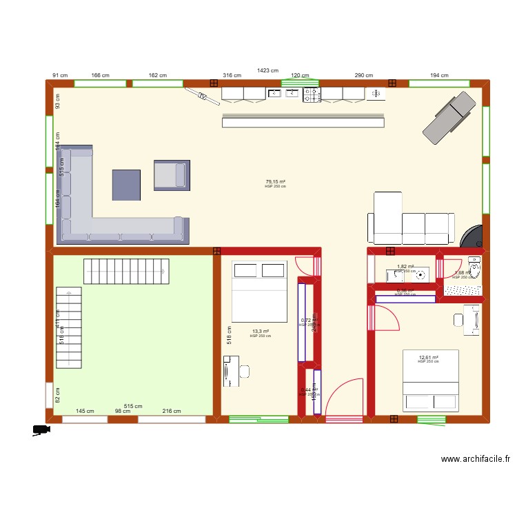 FAOUZIA. Plan de 8 pièces et 138 m2