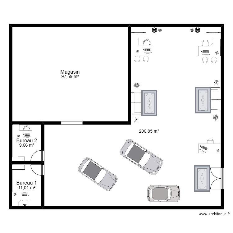 Garage Mazda. Plan de 4 pièces et 325 m2