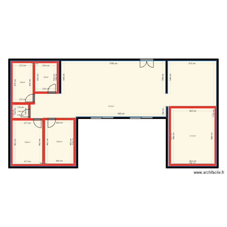 Nouvelle. Plan de 7 pièces et 261 m2