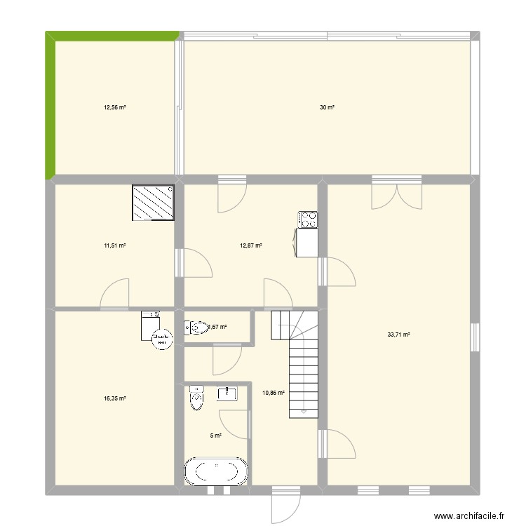 Rez de chaussée Peton 2. Plan de 9 pièces et 135 m2