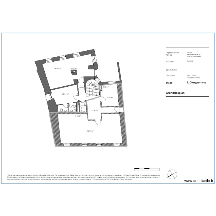 Schaffhausen - Bahnhofstrasse 28, 8200 Schaffhausen - 3rd floor. Plan de 1 pièce et 1573 m2