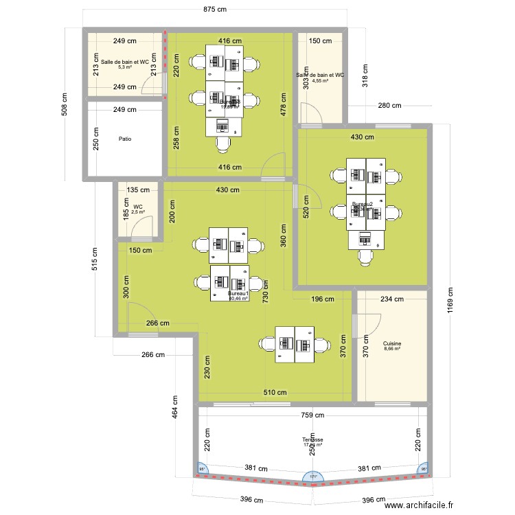 DAKAR V03. Plan de 9 pièces et 128 m2