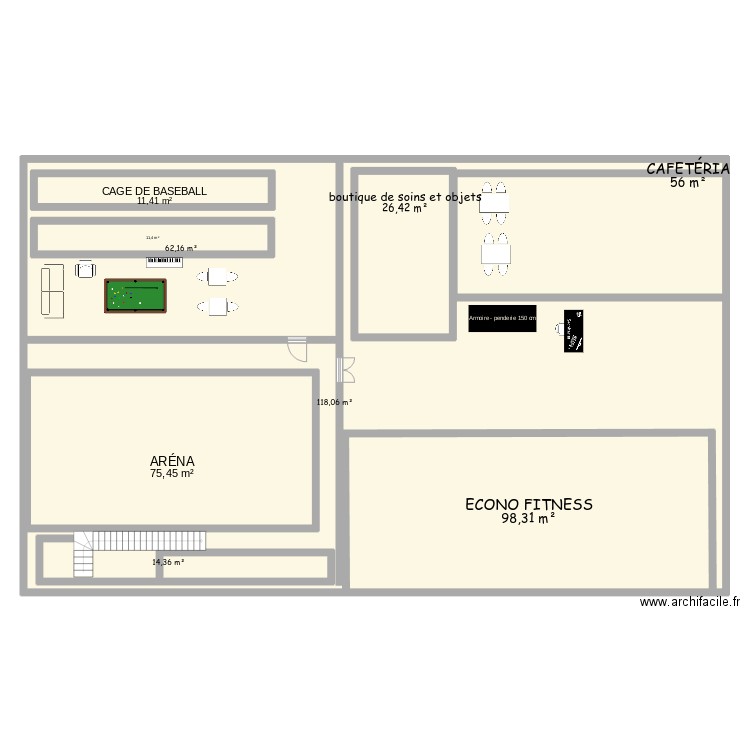 centre sport éclipse. Plan de 9 pièces et 646 m2