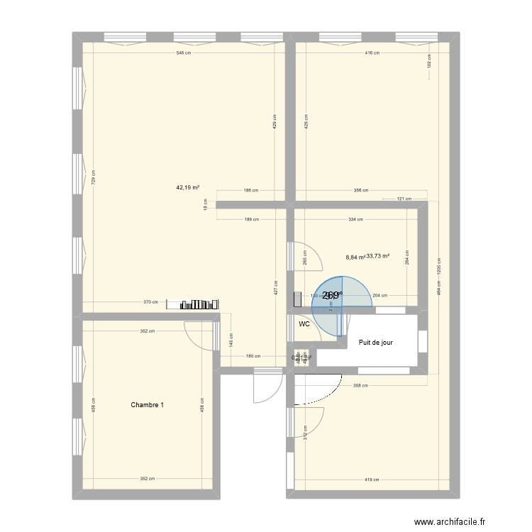 Cathédrale 2 appartements. Plan de 7 pièces et 105 m2