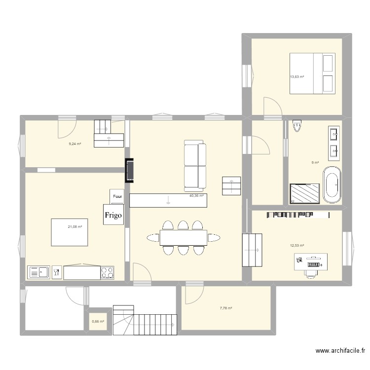 Maison Sceaux RDC. Plan de 8 pièces et 114 m2