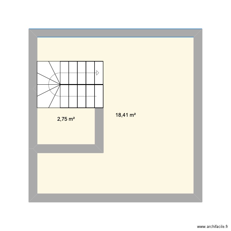 gite. Plan de 2 pièces et 21 m2