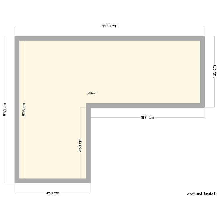 petite maison. Plan de 1 pièce et 59 m2