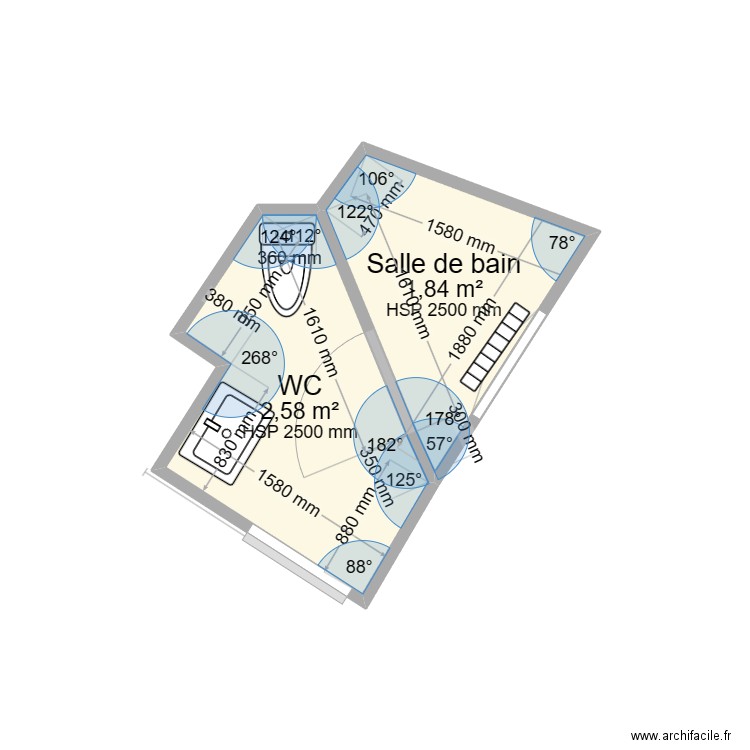 Launay 2. Plan de 2 pièces et 4 m2