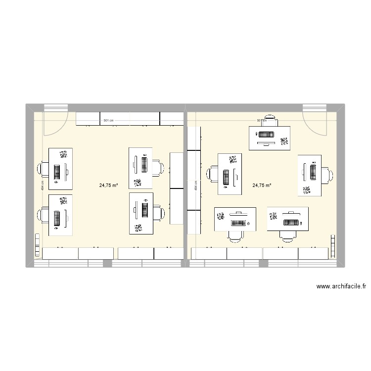 bureau ecofi biens. Plan de 2 pièces et 50 m2