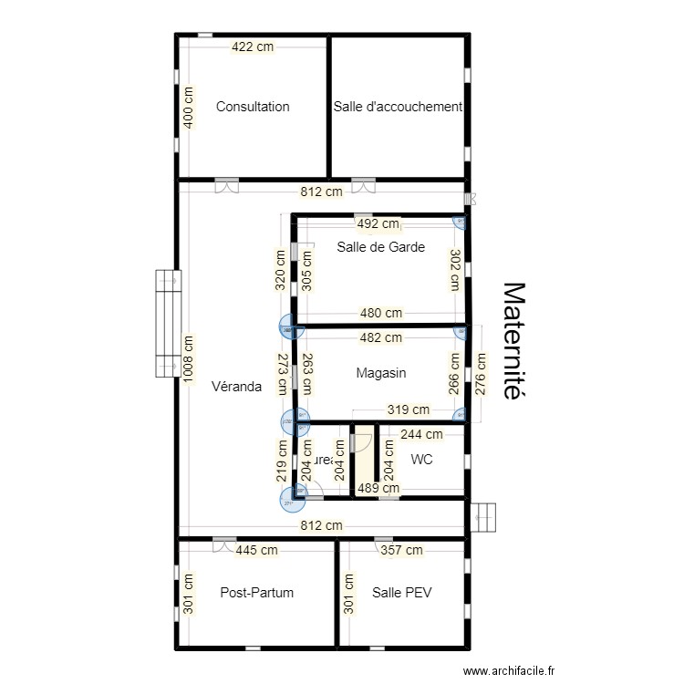 Vue en plan Maternité TIEMELEKRO2. Plan de 10 pièces et 135 m2