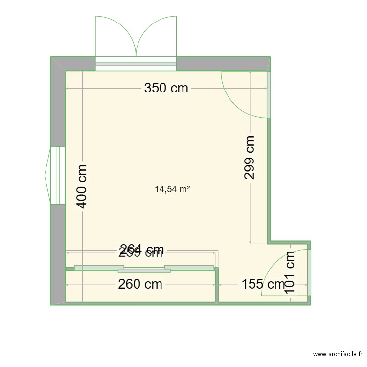 chambre Marius. Plan de 1 pièce et 15 m2