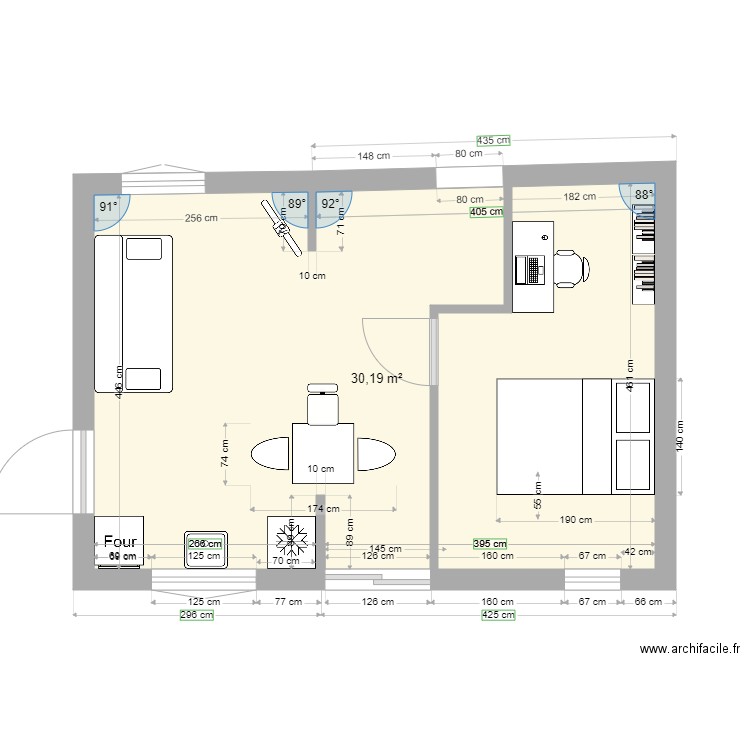 Briare 3. Plan de 1 pièce et 30 m2