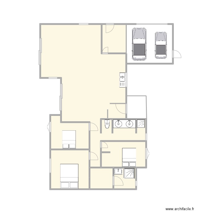 maison terrein. Plan de 7 pièces et 23 m2