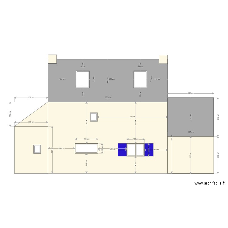 facade ouest modifiée. Plan de 0 pièce et 0 m2