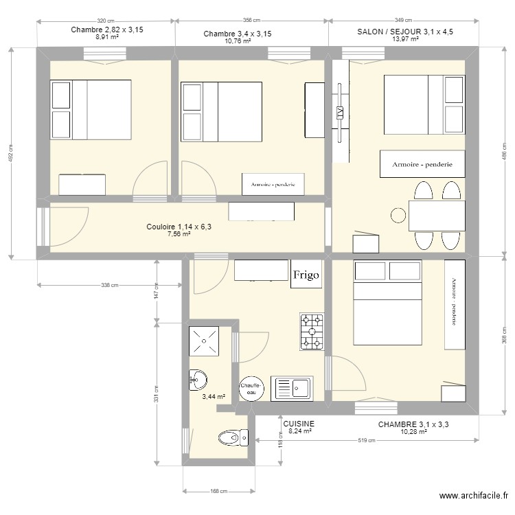 Logement Mairie meublé v2. Plan de 0 pièce et 0 m2