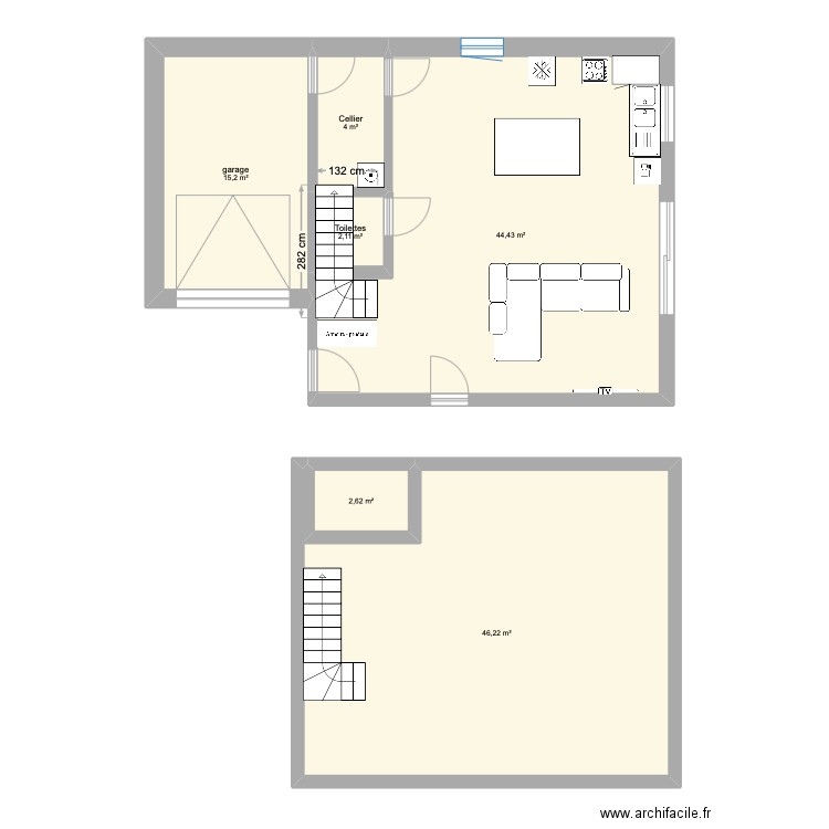 MAISON DOMLOUP. Plan de 6 pièces et 115 m2