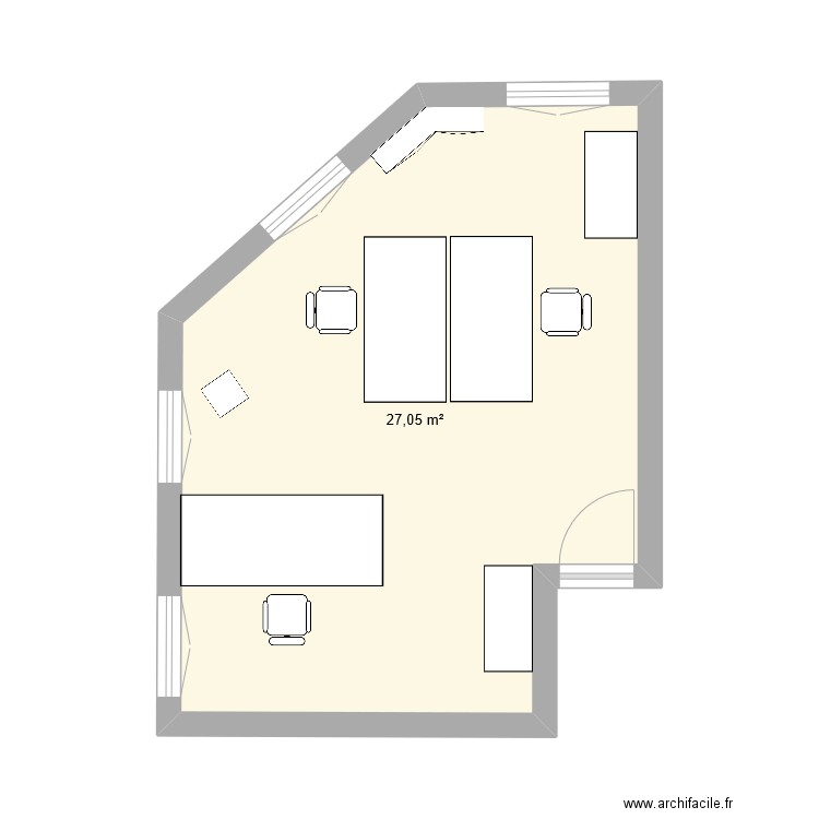 Bureau. Plan de 1 pièce et 27 m2