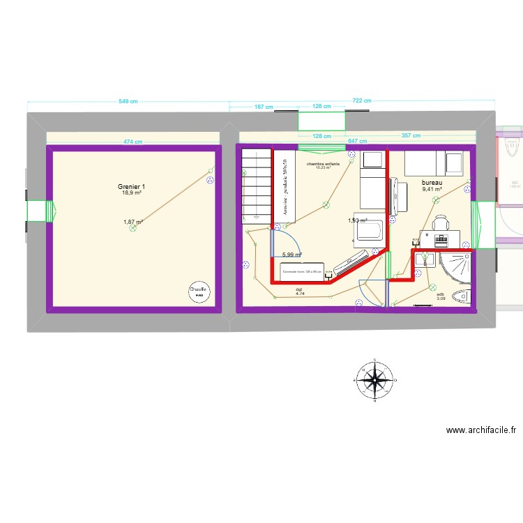 lucie electricite 4. Plan de 16 pièces et 180 m2