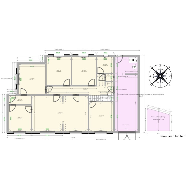 ML24013889 BUTEZ . Plan de 14 pièces et 277 m2