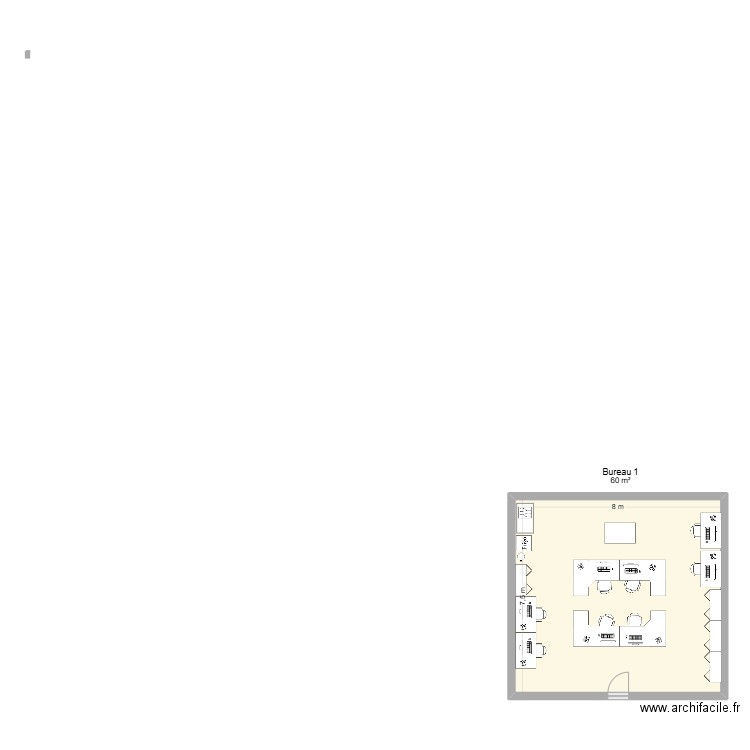 Bureau 1 60m2. Plan de 1 pièce et 60 m2