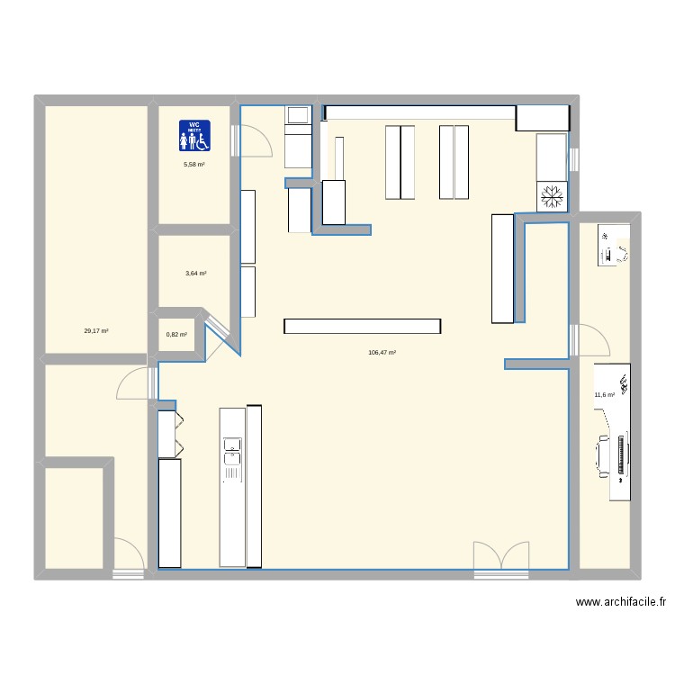 pharmacie. Plan de 6 pièces et 157 m2