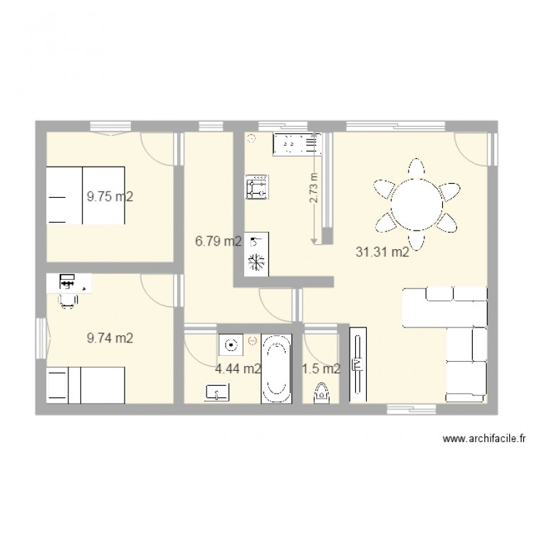 Maison 2 70m suite. Plan de 0 pièce et 0 m2