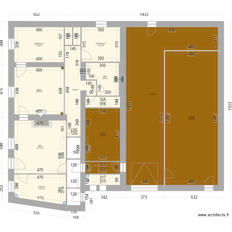 Remoray RdC. Plan de 17 pièces et 245 m2