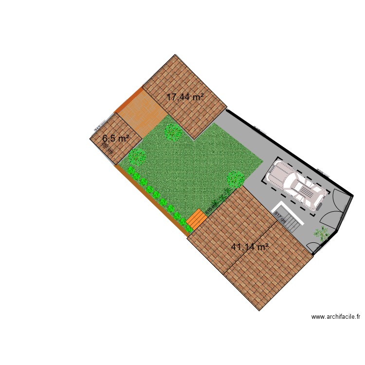 Domicile avant. Plan de 3 pièces et 65 m2