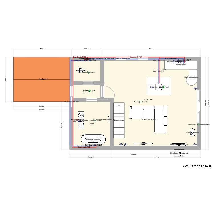 MAISONETTE . Plan de 10 pièces et 118 m2