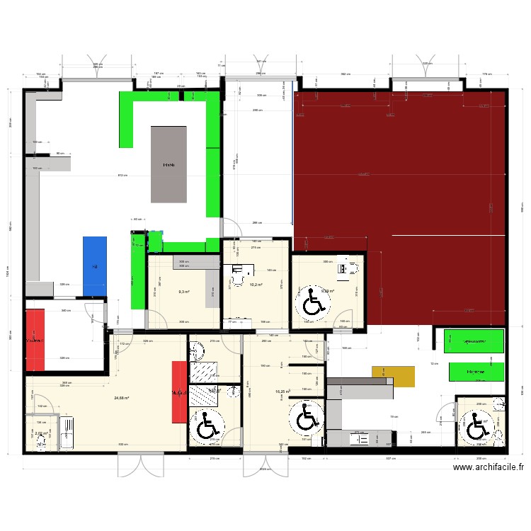 Plan modifié ERP accessibilité. Plan de 0 pièce et 0 m2