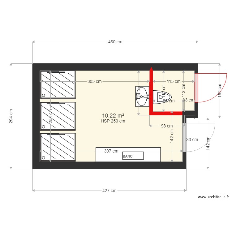 vestiaire h. Plan de 0 pièce et 0 m2