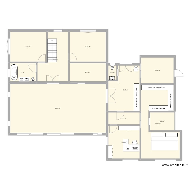 maison 2. Plan de 13 pièces et 193 m2