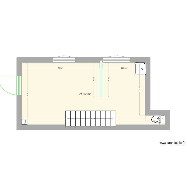 montarrdc1. Plan de 1 pièce et 21 m2