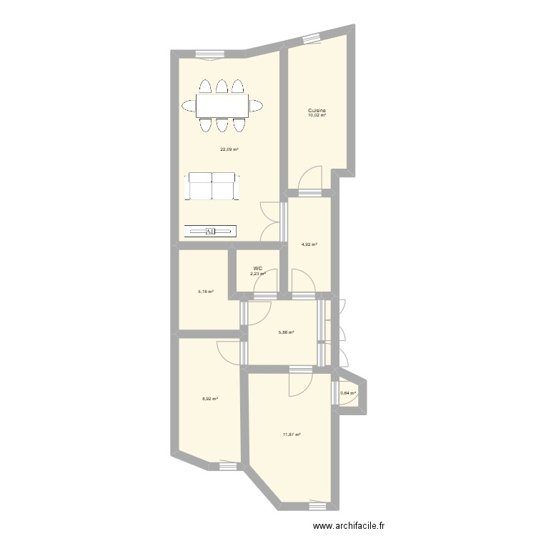 home. Plan de 9 pièces et 72 m2