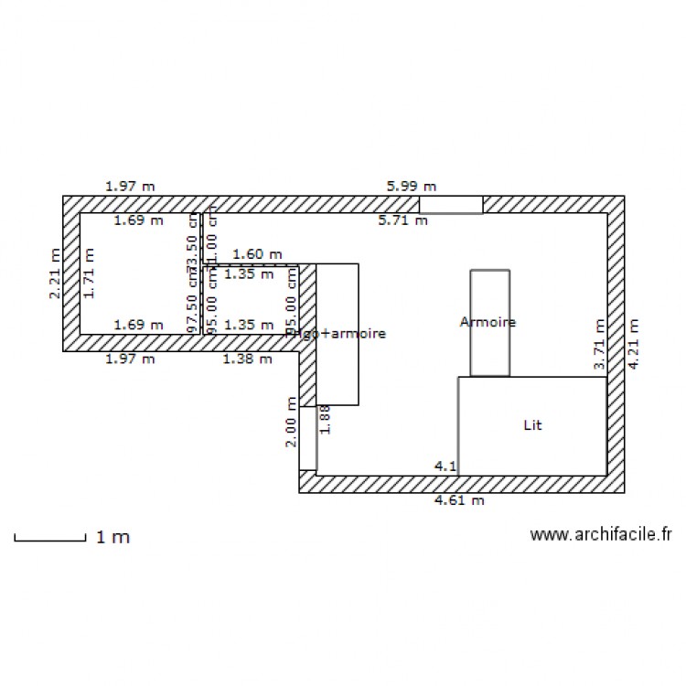 studio 15m2. Plan de 0 pièce et 0 m2