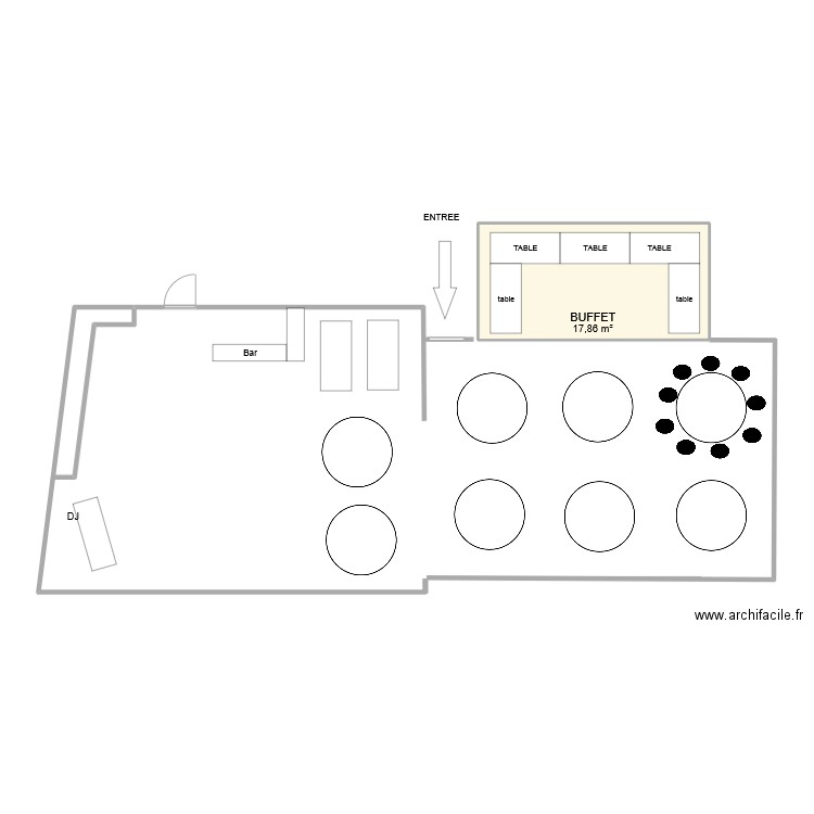 SALLE DE MARIAGE 3. Plan de 1 pièce et 18 m2