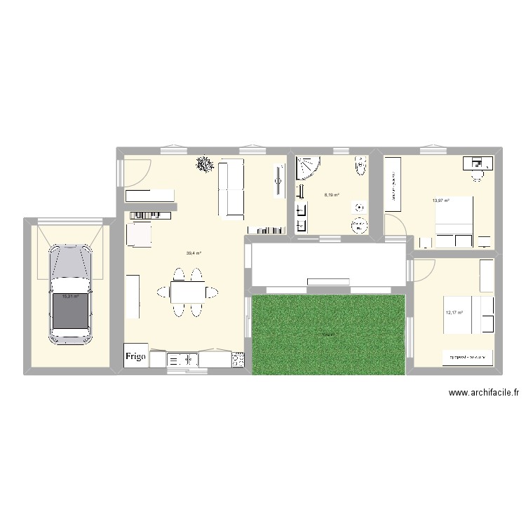 villa. Plan de 5 pièces et 89 m2