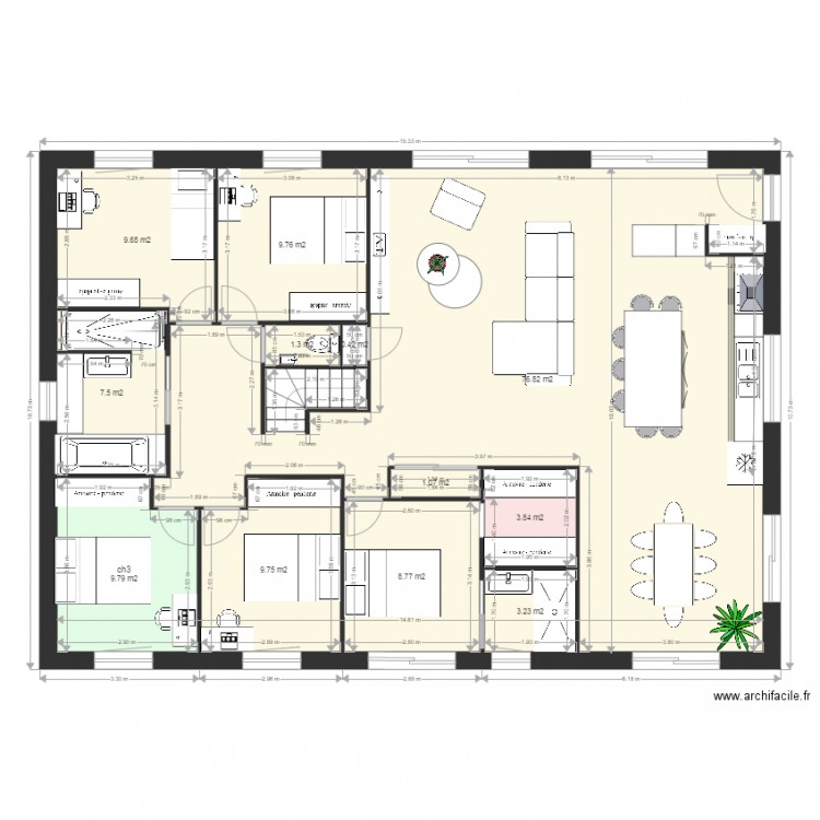 plan changement escalier. Plan de 0 pièce et 0 m2