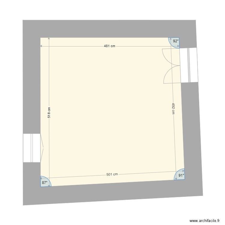 Bergerie ET0-1.VIERGE. Plan de 2 pièces et 50 m2