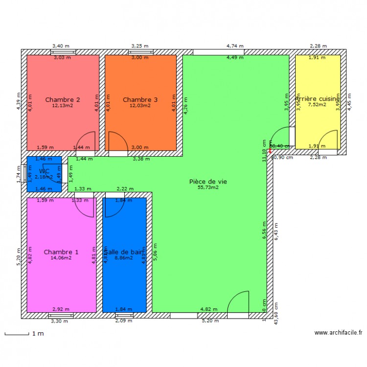 Maison plain pied. Plan de 0 pièce et 0 m2