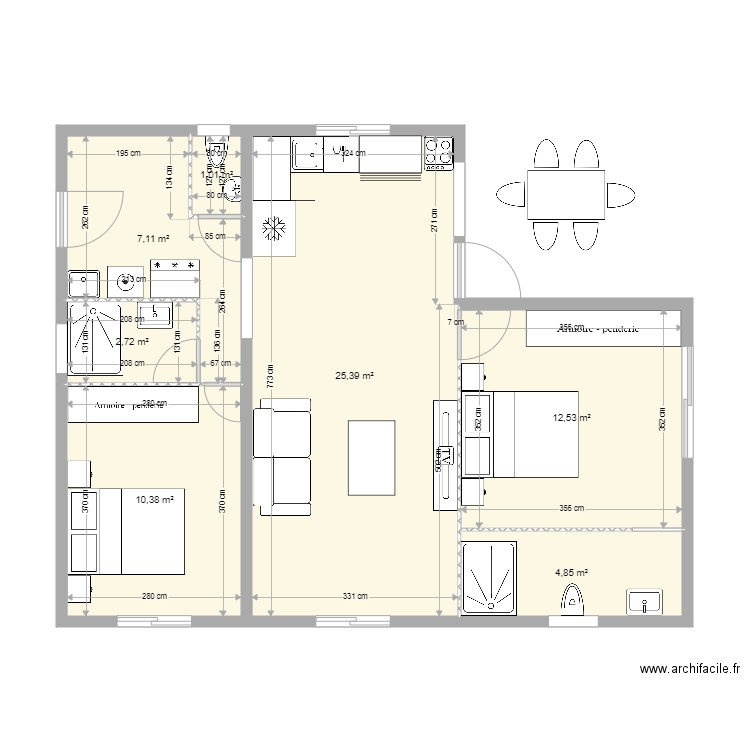 caniquit 23. Plan de 7 pièces et 64 m2