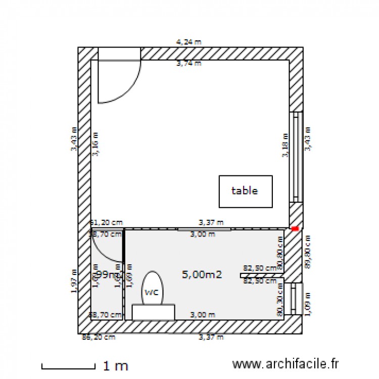 chambre 22 bis. Plan de 0 pièce et 0 m2