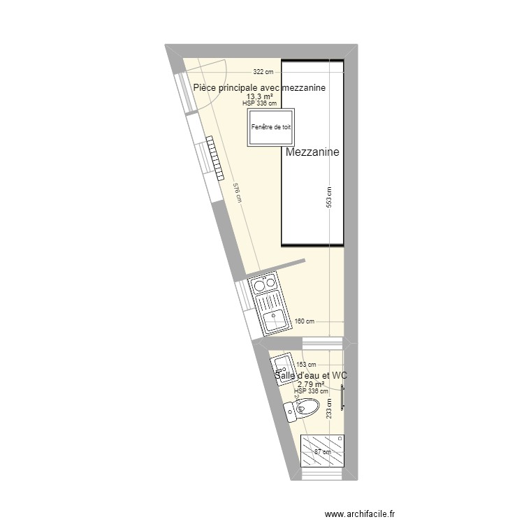 52 Henri Barbusse. Plan de 2 pièces et 16 m2