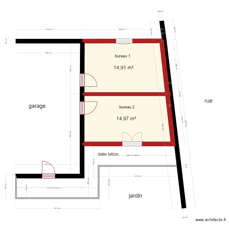 agrandissement saint malo. Plan de 2 pièces et 30 m2